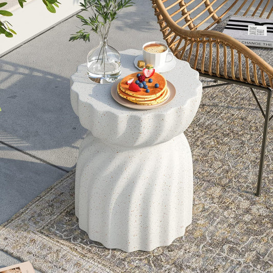 Modern Hourglass Concrete Accent End Table Outdoor Patio Table Garden Furniture V767-JJ-XZ1678