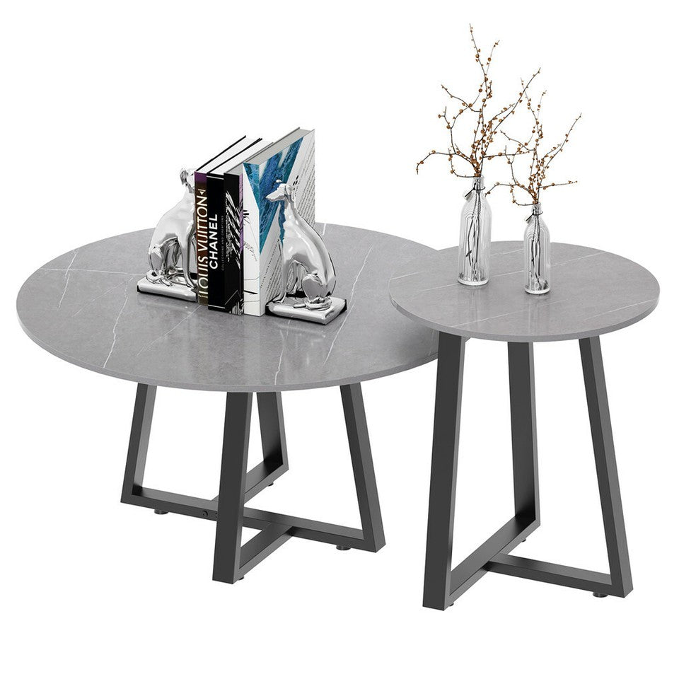 Set of 2 Grey Sintered Stone Tables V767-JJ-XZ169-V1