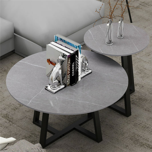 Set of 2 Grey Sintered Stone Tables V767-JJ-XZ169-V1