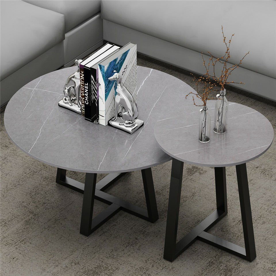 Set of 2 Grey Sintered Stone Tables V767-JJ-XZ169-V1