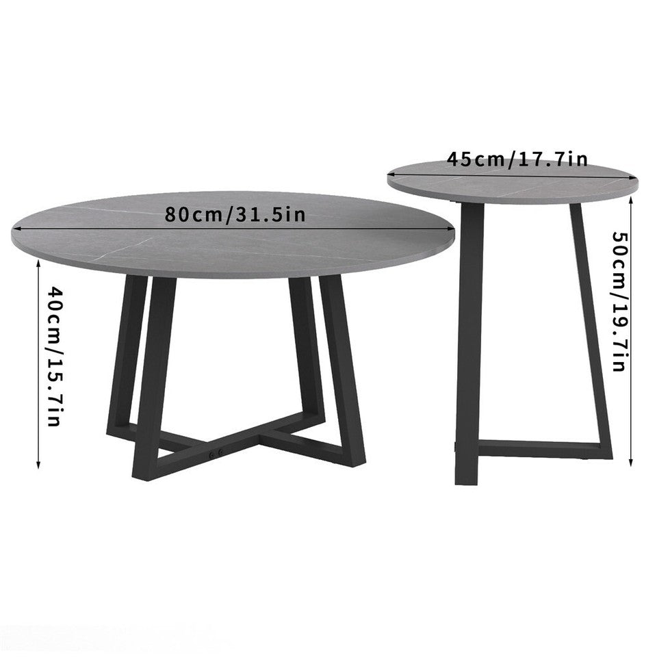 Set of 2 Grey Sintered Stone Tables V767-JJ-XZ169-V1