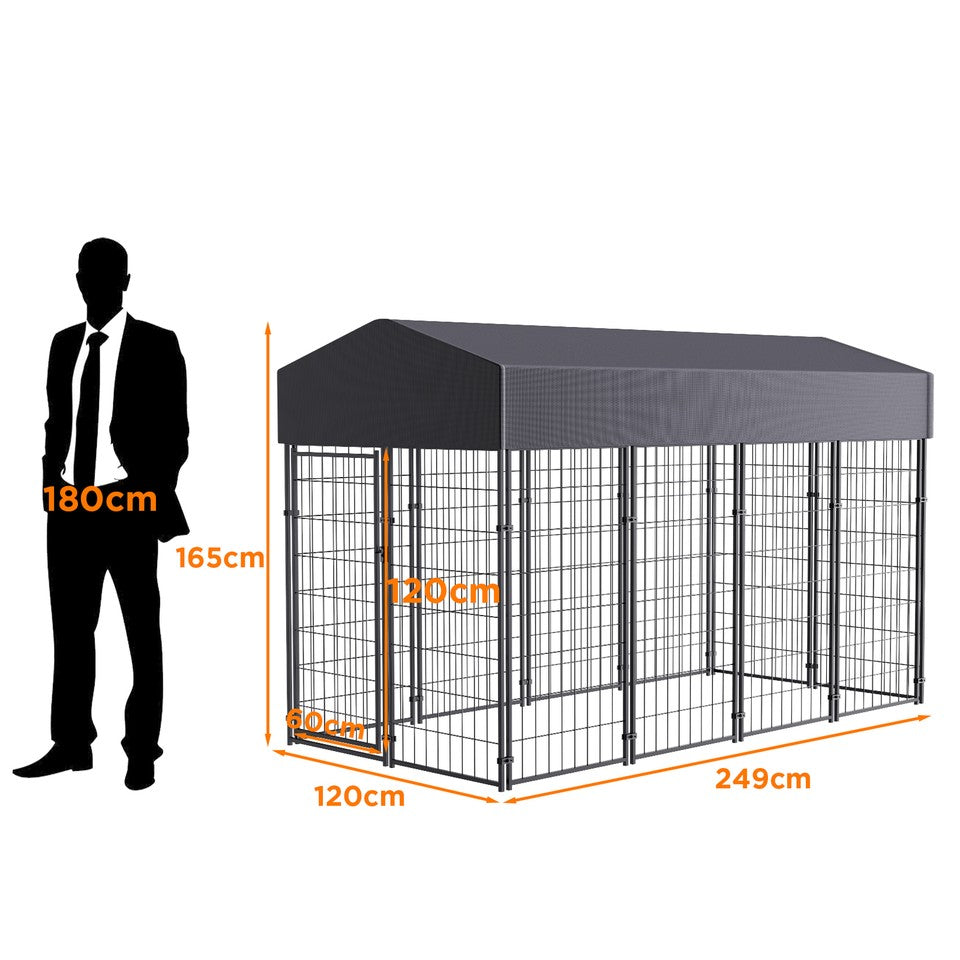 Large Jumbo Outdoor Dog Kennel Heavy Duty Pet Playpen Pre-galvanized Animal Cage Fence V767-JJ-XZ171-L-V1