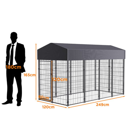Large Jumbo Outdoor Dog Kennel Heavy Duty Pet Playpen Pre-galvanized Animal Cage Fence V767-JJ-XZ171-L-V1