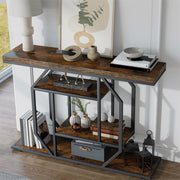 4-Tier Large Vintage Console Table Ultra Long Entryway Sofa Storage Table Hallwa V767-JJ-XZ1717