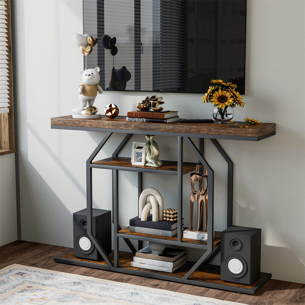 4-Tier Large Vintage Console Table Ultra Long Entryway Sofa Storage Table Hallwa V767-JJ-XZ1717