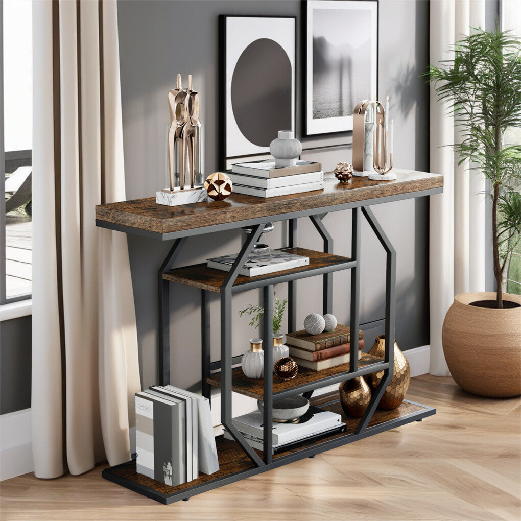 4-Tier Large Vintage Console Table Ultra Long Entryway Sofa Storage Table Hallwa V767-JJ-XZ1717