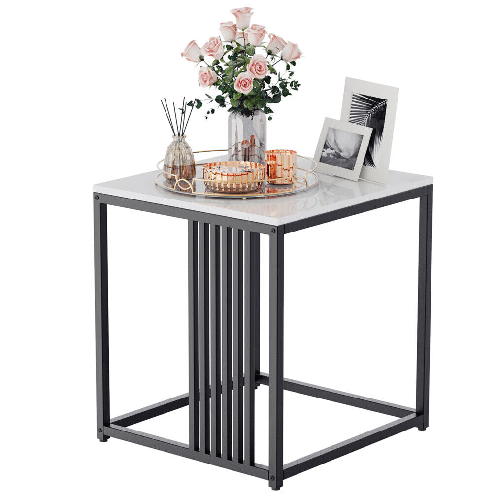 Luxury square side table marble stone-Black frame V767-JJ-XZ178-BK