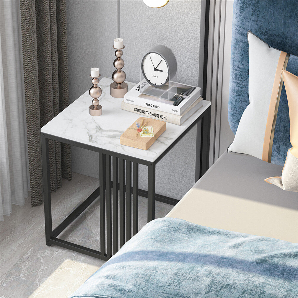 Luxury square side table marble stone-Black frame V767-JJ-XZ178-BK