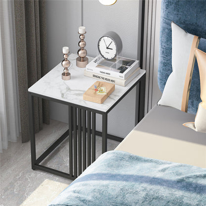 Luxury square side table marble stone-Black frame V767-JJ-XZ178-BK