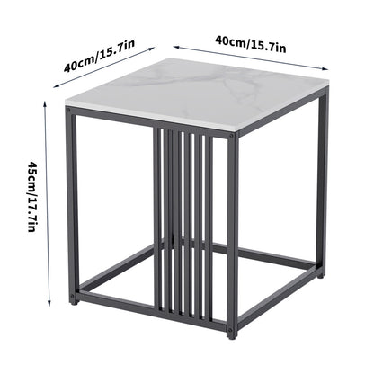 Luxury square side table marble stone-Black frame V767-JJ-XZ178-BK