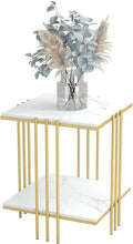 2 Tier End Table Bedside Tables Sintered Stone Nightstand Display Storage Shelf V767-JJ-XZ178-GD