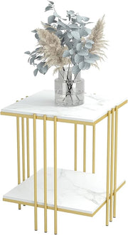 2 Tier End Table Bedside Tables Sintered Stone Nightstand Display Storage Shelf V767-JJ-XZ178-GD
