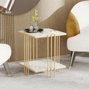 2 Tier End Table Bedside Tables Sintered Stone Nightstand Display Storage Shelf V767-JJ-XZ178-GD