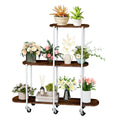 FIN Vintage Plant Holder 3 Tiers Storage Shelf Unit with Lockable Casters Garden V767-JJ-XZ1781
