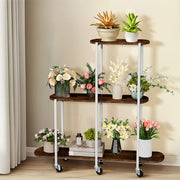 FIN Vintage Plant Holder 3 Tiers Storage Shelf Unit with Lockable Casters Garden V767-JJ-XZ1781