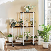 FIN Vintage Plant Holder 3 Tiers Storage Shelf Unit with Lockable Casters Garden V767-JJ-XZ1781