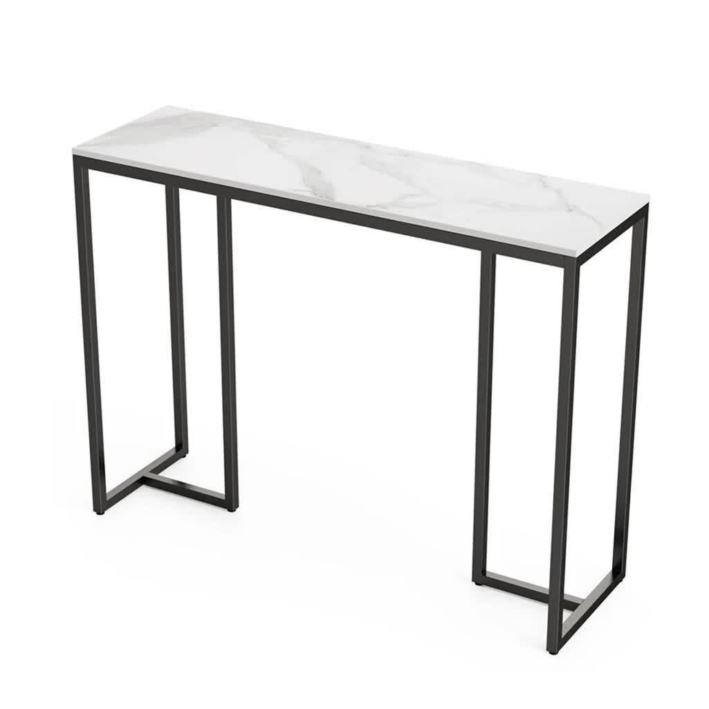 Modern Heavy Real Stone Console Table Hallway Entryway Table Metal Narrow Desk V767-JJ-XZ181-BLB