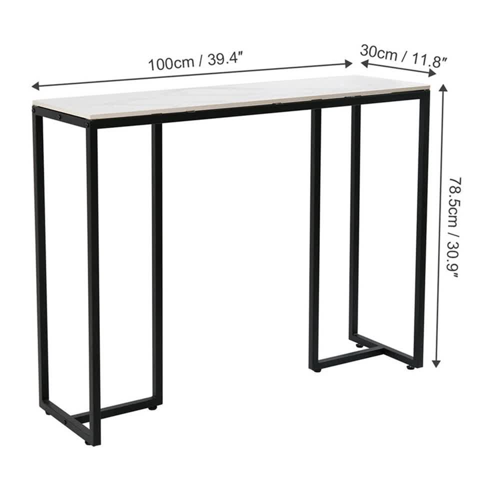 Modern Heavy Real Stone Console Table Hallway Entryway Table Metal Narrow Desk V767-JJ-XZ181-BLB