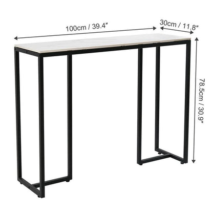 Modern Heavy Real Stone Console Table Hallway Entryway Table Metal Narrow Desk V767-JJ-XZ181-BLB