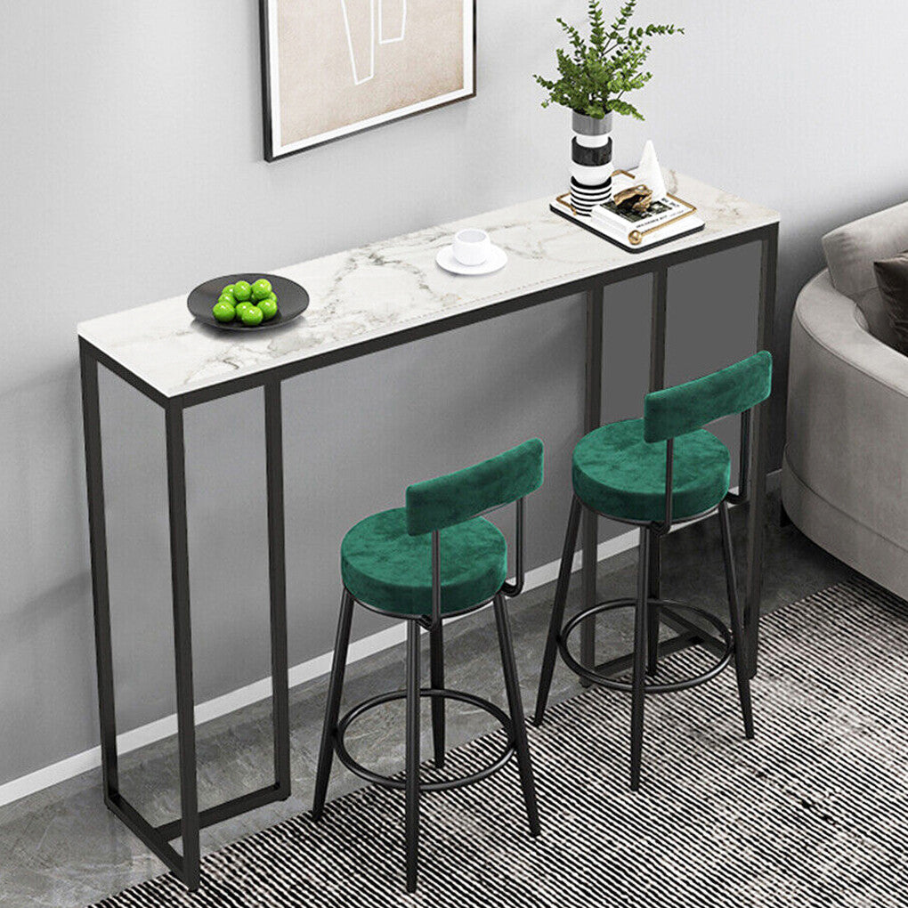 Exquisite Water Ripple Marble Console Table Bar Table w Thicken Stable Metal Leg V767-JJ-XZ181-XNE