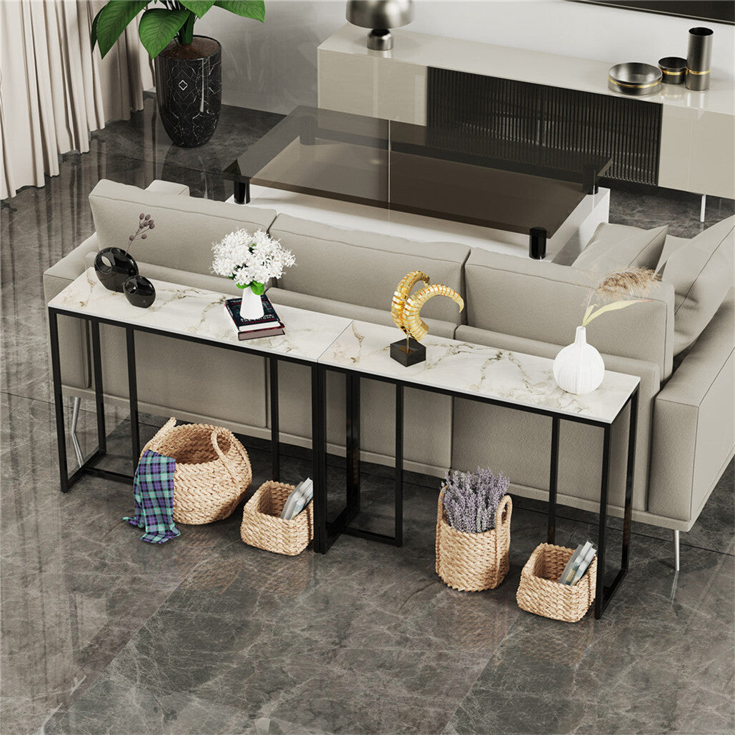 Exquisite Water Ripple Marble Console Table Bar Table w Thicken Stable Metal Leg V767-JJ-XZ181-XNE