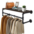 Upgraded Heavy Duty Pipe Clothes Rack Iron Garment Hanging Bar with Top Shelf V767-JJ-XZ182-V1