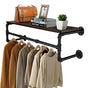 Upgraded Heavy Duty Pipe Clothes Rack Iron Garment Hanging Bar with Top Shelf V767-JJ-XZ182-V1