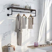 Upgraded Heavy Duty Pipe Clothes Rack Iron Garment Hanging Bar with Top Shelf V767-JJ-XZ182-V1