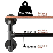 Upgraded Heavy Duty Pipe Clothes Rack Iron Garment Hanging Bar with Top Shelf V767-JJ-XZ182-V1
