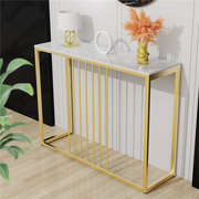 Narrow Console Sofa Entry Table Behind Couch Table Sintered Stone Golden Frame V767-JJ-XZ191-PR-WT-V1