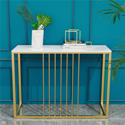 Narrow Console Sofa Entry Table Behind Couch Table Sintered Stone Golden Frame V767-JJ-XZ191-PR-WT-V1