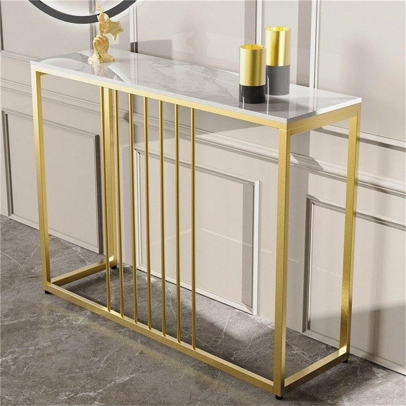 Golden Console Table for Hallway Entryway V767-JJ-XZ191-WT-V1