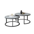 Set of 2 Grey Marble Round Nesting Tables V767-JJ-XZ199