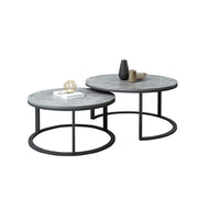 Set of 2 Grey Marble Round Nesting Tables V767-JJ-XZ199