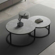 Set of 2 Grey Marble Round Nesting Tables V767-JJ-XZ199
