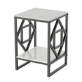 Sleek White Marble Side Table Sofa End Table Bedside Nightstand w Durable Frame V767-JJ-XZ216-BK