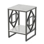 Sleek White Marble Side Table Sofa End Table Bedside Nightstand w Durable Frame V767-JJ-XZ216-BK
