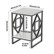 Sleek White Marble Side Table Sofa End Table Bedside Nightstand w Durable Frame V767-JJ-XZ216-BK