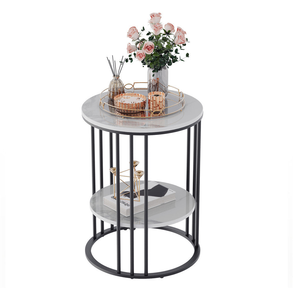 Solid Marble Sofa Side Coffee Table Bedside Storage Display Table Plant Stand V767-JJ-XZ218-BK