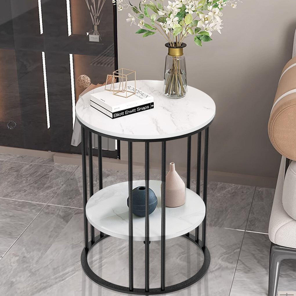 Solid Marble Sofa Side Coffee Table Bedside Storage Display Table Plant Stand V767-JJ-XZ218-BK