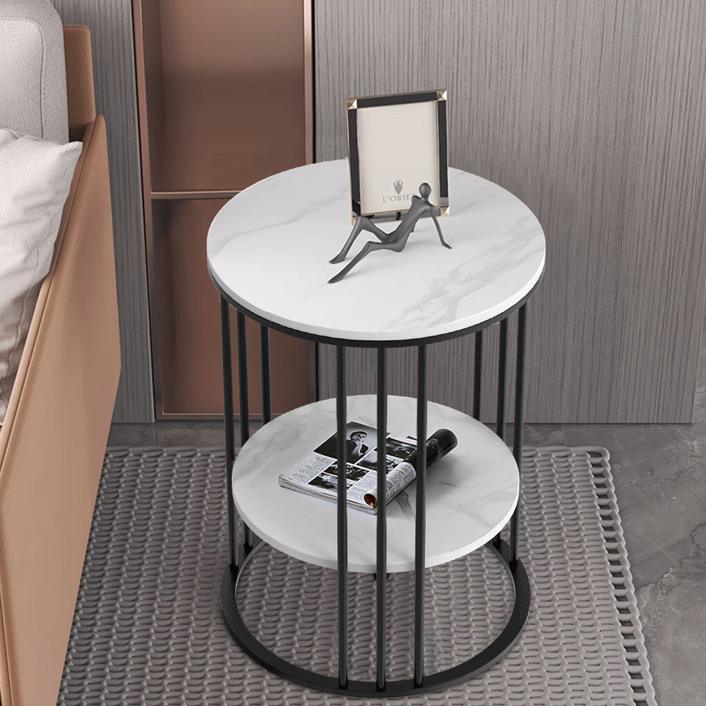 Solid Marble Sofa Side Coffee Table Bedside Storage Display Table Plant Stand V767-JJ-XZ218-BK