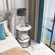 Solid Marble Sofa Side Coffee Table Bedside Storage Display Table Plant Stand V767-JJ-XZ218-BK