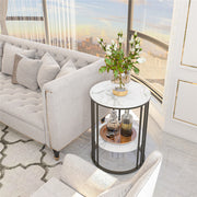 Solid Marble Sofa Side Coffee Table Bedside Storage Display Table Plant Stand V767-JJ-XZ218-BK