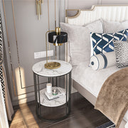 Solid Marble Sofa Side Coffee Table Bedside Storage Display Table Plant Stand V767-JJ-XZ218-BK