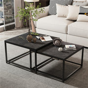 Marble Nesting Coffee Table Set Sintered Stone Side End Tables with Solid Metal Frame V767-JJ-XZ316-BLB