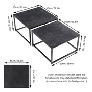 Marble Nesting Coffee Table Set Sintered Stone Side End Tables with Solid Metal Frame V767-JJ-XZ316-BLB