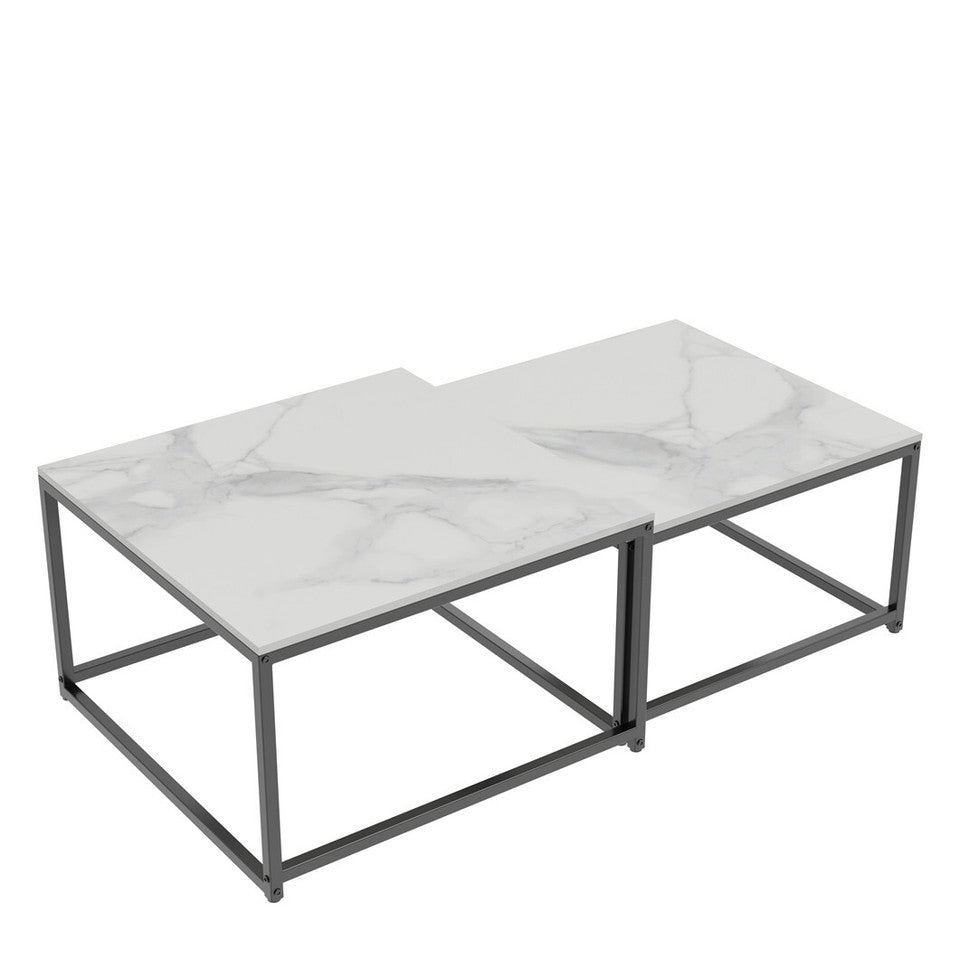 Marble Nesting Coffee Table Side End Tables Bedside Furniture with Solid Metal Frame V767-JJ-XZ316-WKH