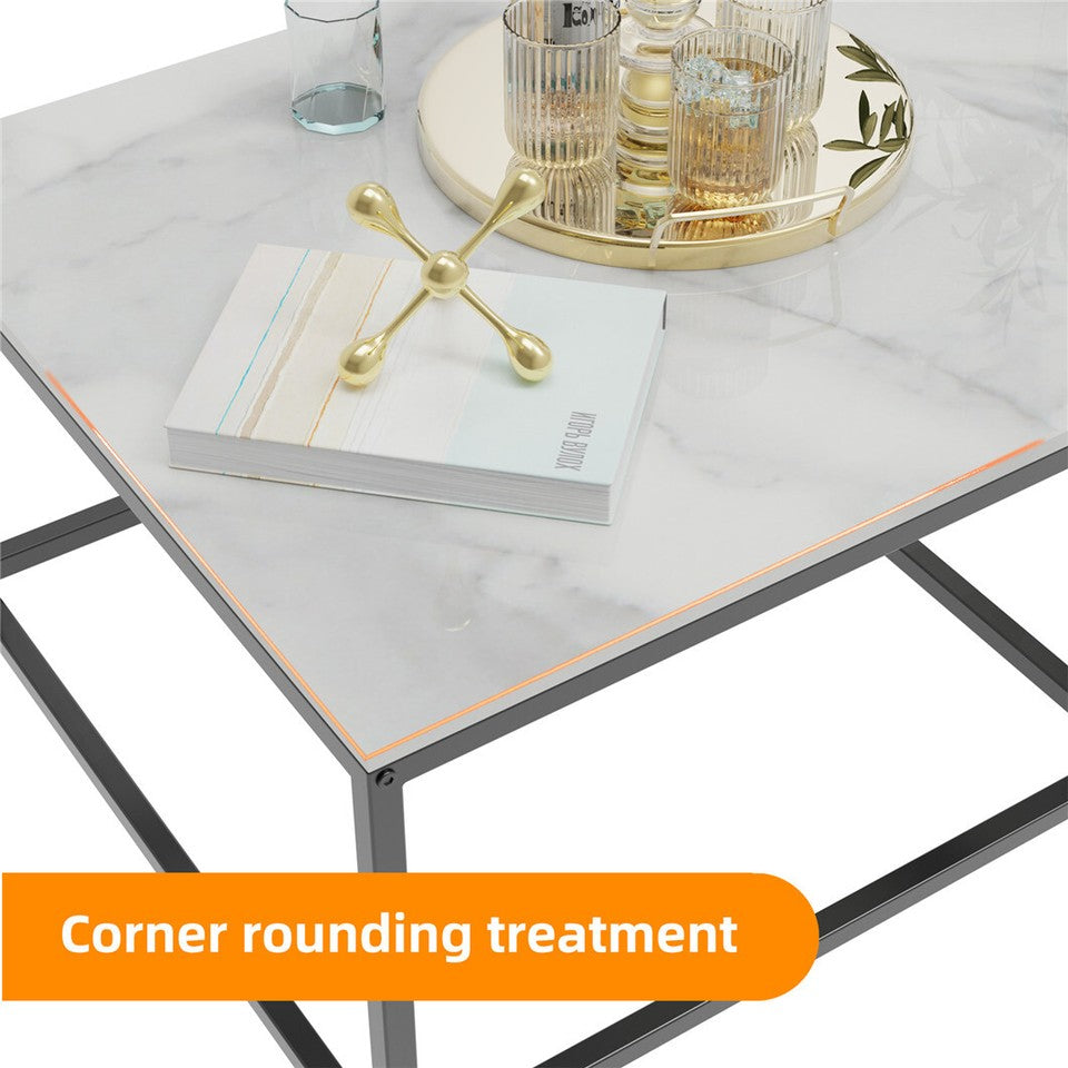 Marble Nesting Coffee Table Side End Tables Bedside Furniture with Solid Metal Frame V767-JJ-XZ316-WKH