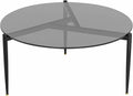 Modern Round Tempered Glass Coffee Table Sofa Side End Table Brown Tinted Metal Frame Living Room V767-JJ-XZ321-GD