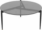 Modern Round Tempered Glass Coffee Table Sofa Side End Table Brown Tinted Metal Frame Living Room V767-JJ-XZ321-GD